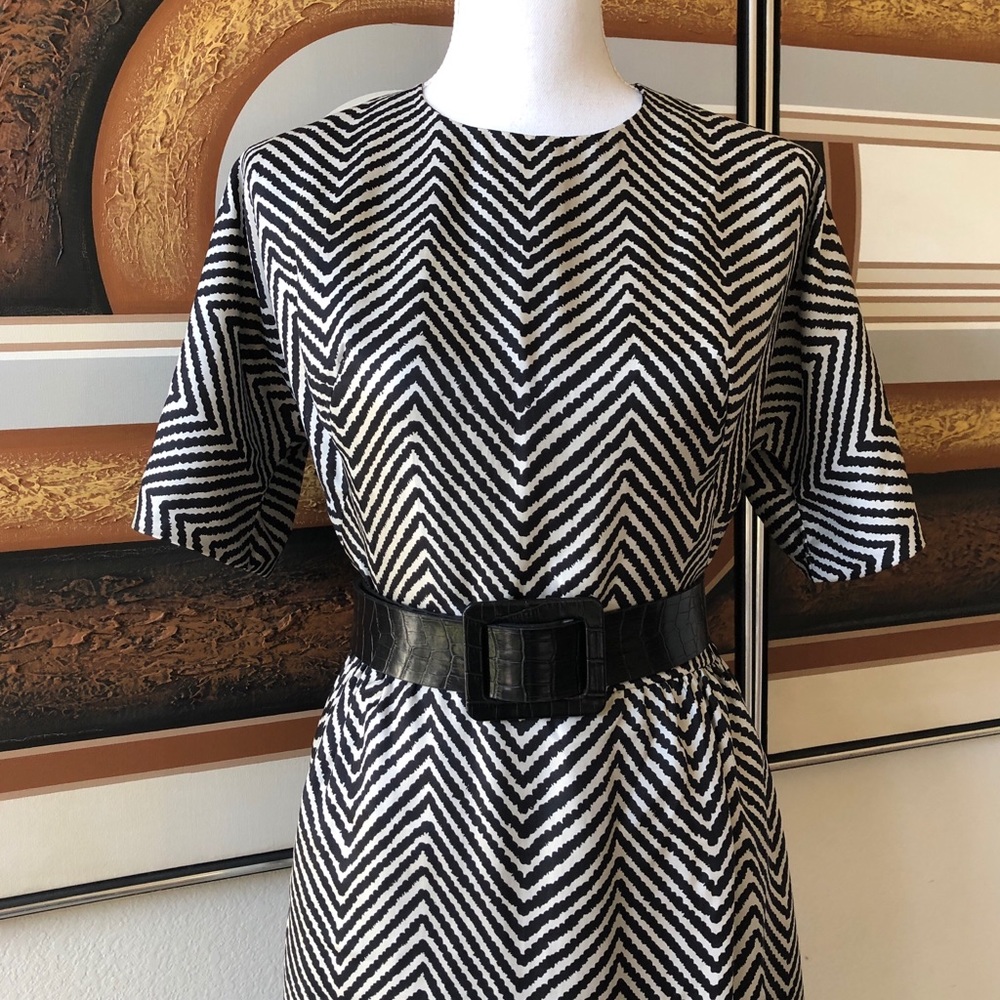 Vintage Black and White Chevron Dress